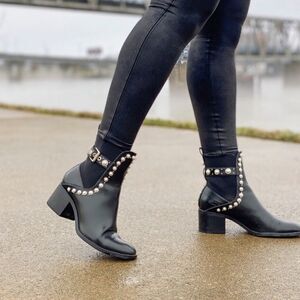 Zara black studded ankle boots size 41